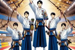 Lequipe masculine du club de Kyudo de lUniversite dOkayama remporte