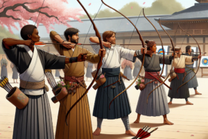 Les archers de Boskruin en competition au Japon un
