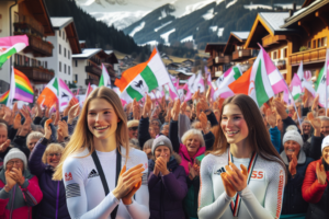 Celebration en grande pompe aux Saisies Justine Braisaz Bouchet et