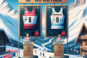 Vente aux encheres des dossards de Julia Simon et Johannes