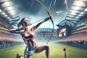Taylor Swift imite la pose de tir a larc de
