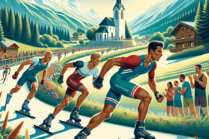 Combine nordique ou suivre la course de rollerski du