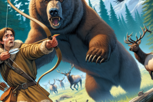 Chasseur a larc attaque par un grizzly lors dune chasse